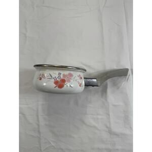 VTG Galleria Collection JMP Enamelware Sauce Pot Made in Taiwan Floral